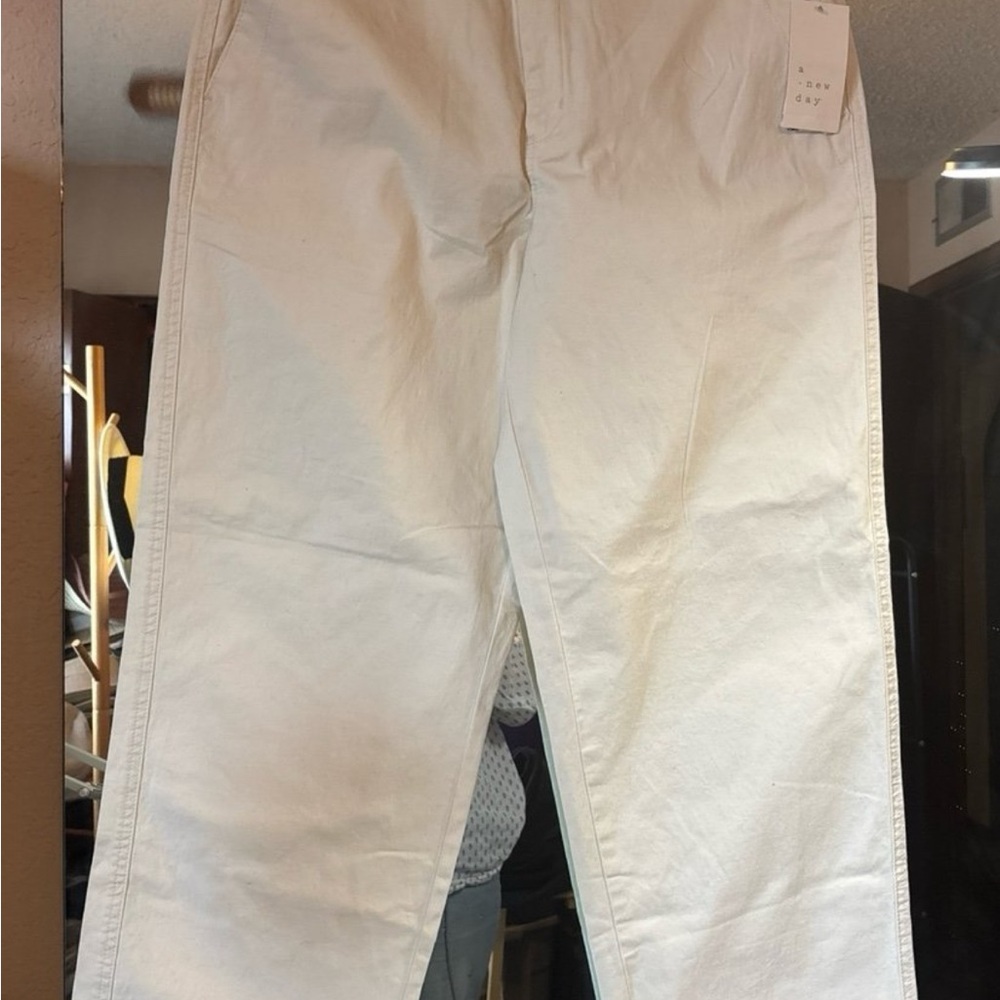 White High Rise Straight Pants
